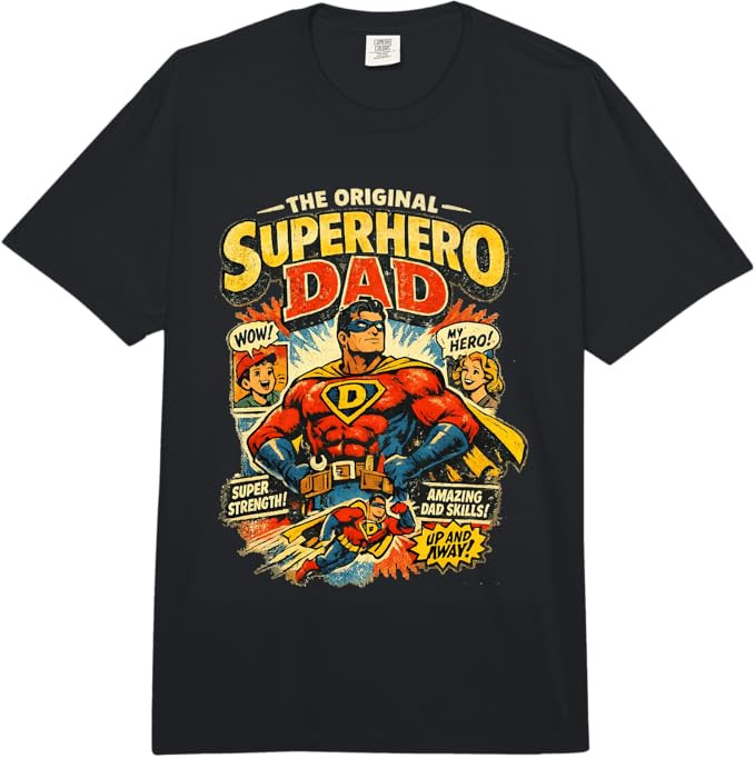 The Original Superhero Dad Vintage Comic Graphic Comfort Colors Adult Heavyweight T-Shirt | Amazon (US)