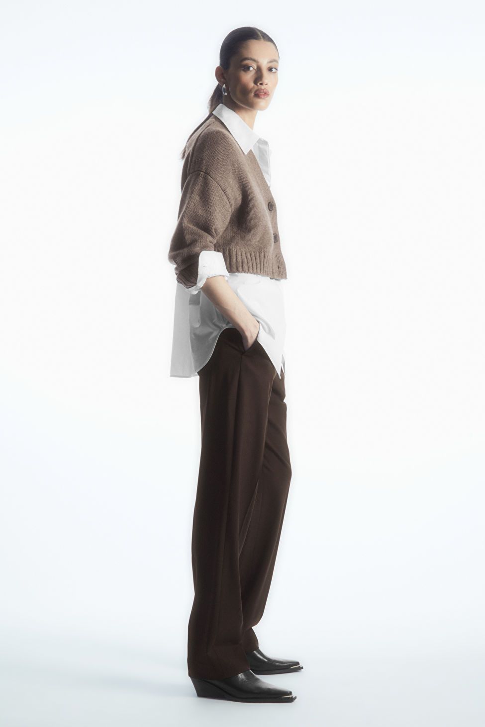 CHUNKY CROPPED CASHMERE-BLEND CARDIGAN - BROWN - COS | COS UK