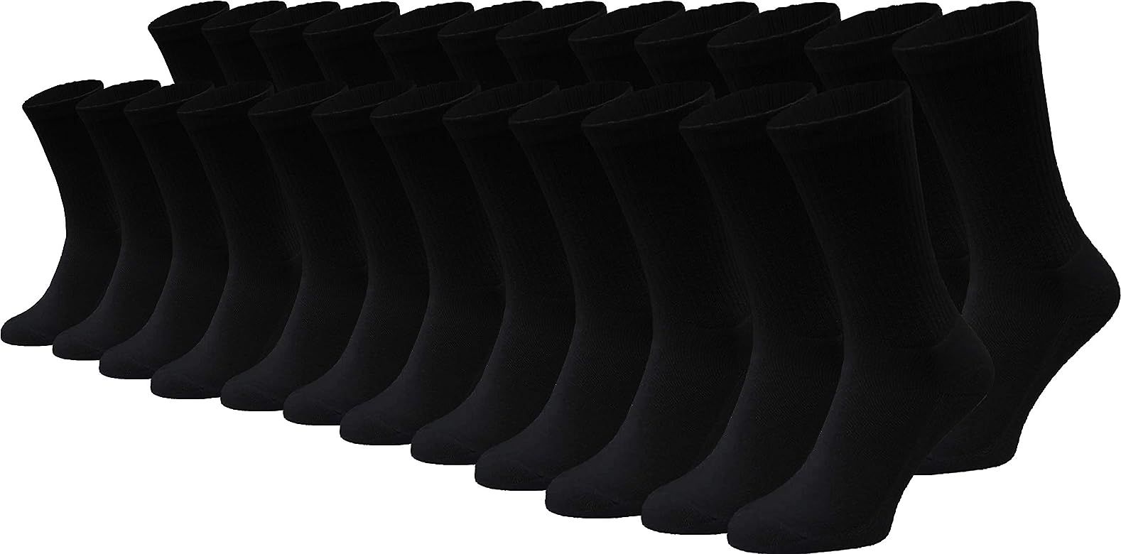 24 Pairs Cotton Crew Socks, Mens Womens Bulk Casual Sports Sock | Amazon (US)