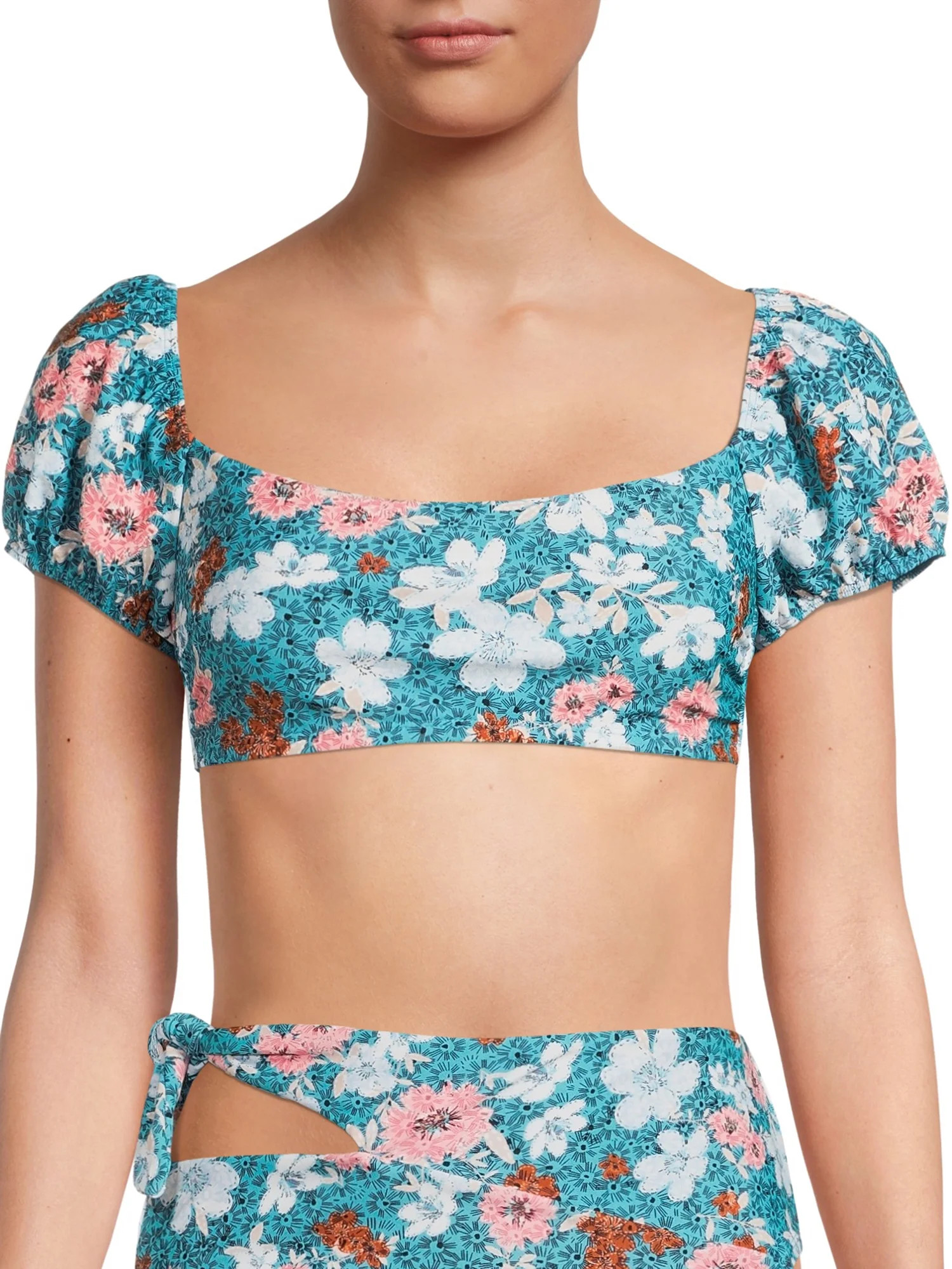Time and Tru Women's and Women's Plus Puffed Sleeve Swimsuit | Walmart (US)