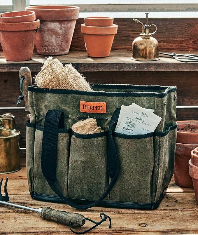 Burpee Waxed Canvas Heavy-Duty Tote Bag Storage Organizer for Gardening Tools 12" H x 14.5" W, La... | Amazon (US)