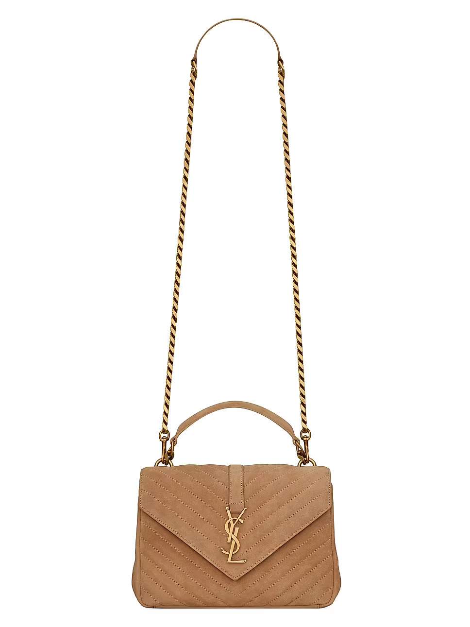 Saint Laurent College Medium Chain Bag in Quilted Suede | Saks Fifth Avenue
