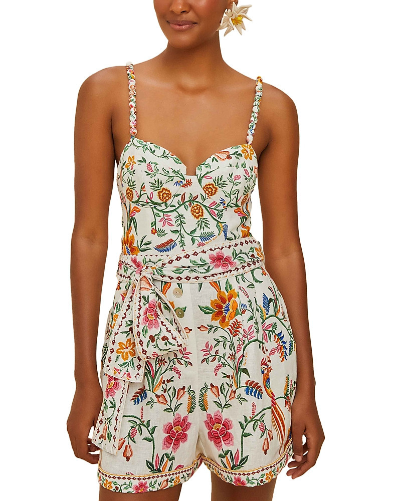 Farm Rio Delicate Forest Off White Linen Romper Swim Cover-Up | Bloomingdale's (US)