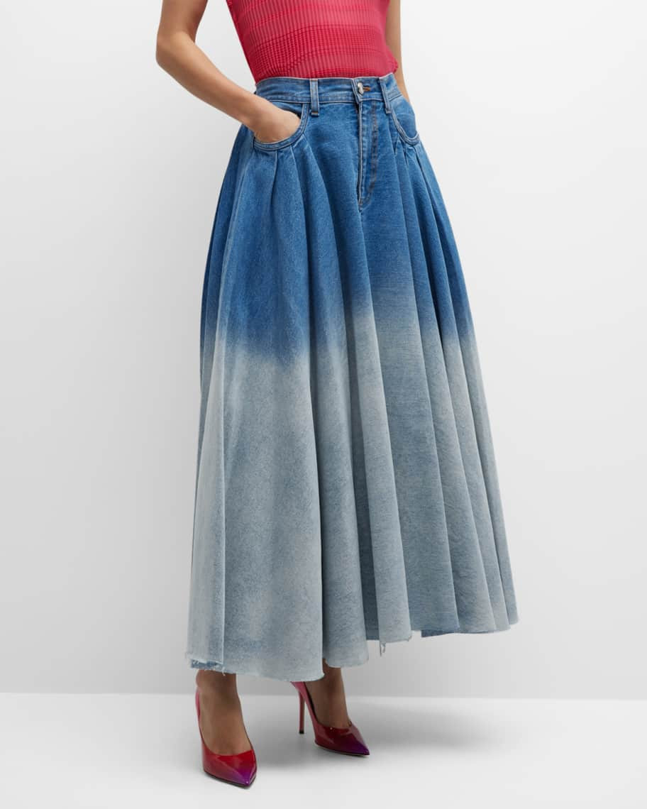 Pleated Denim Skirt | Neiman Marcus