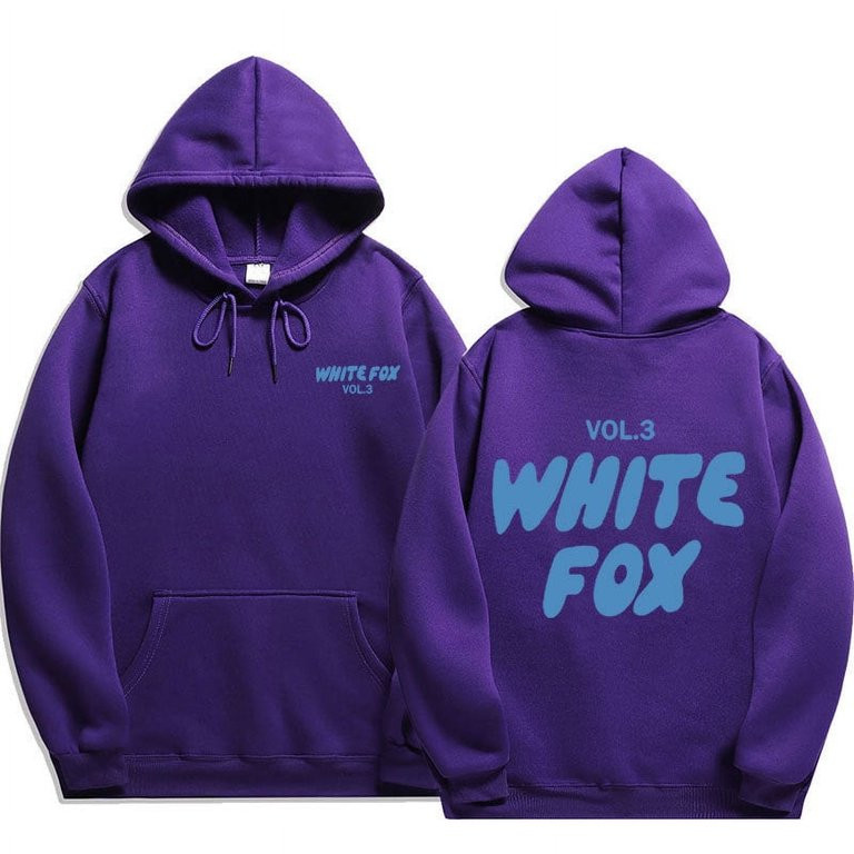 White Fox Sweatshirt Printed Cuffs Threaded Hooded Top Casual Oversized Long Sleeve Street Hooded... | Walmart (US)