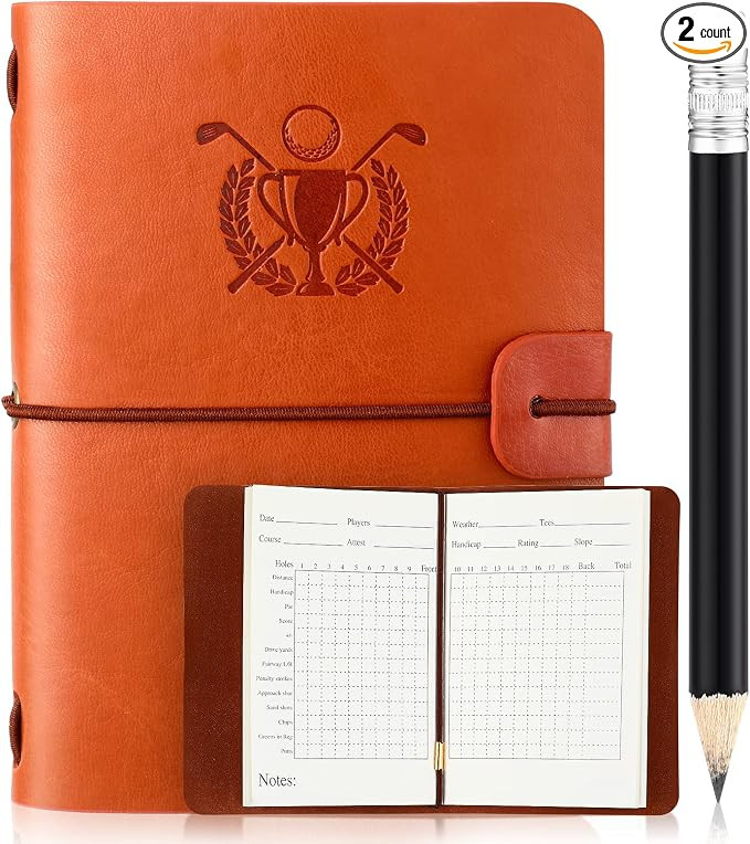 Yexiya Golf Scorecard Book with Golf Pencil Leather Golf Journal Golf Notebook Golf Log Book Pock... | Amazon (US)