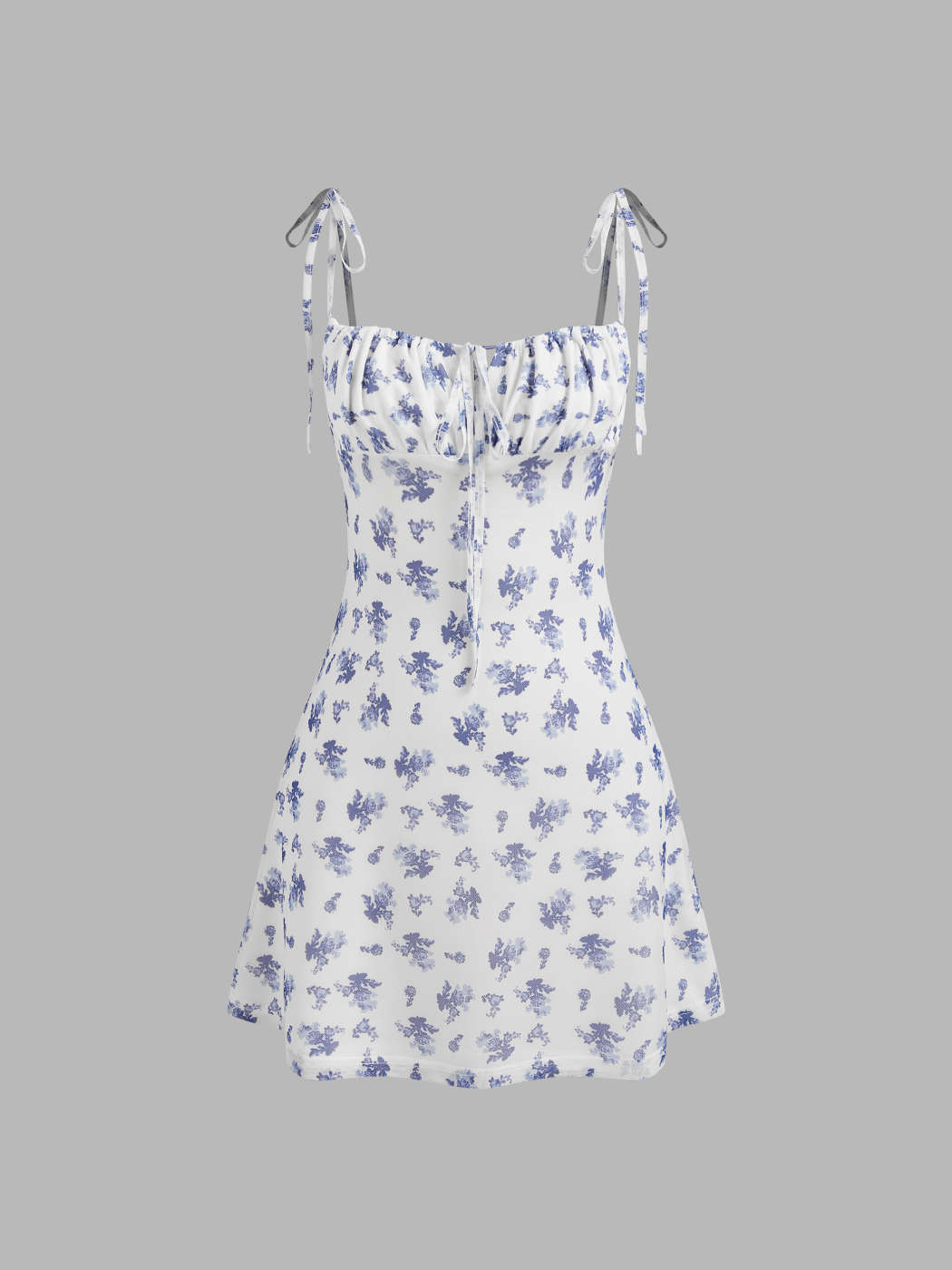 Mesh Scoop Neckline Floral Knotted Mini Dress | Cider