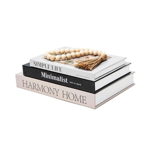 TwoDays Beautiful Coffee Table Books, Neutral Fashion Decorative Books for Home Bookshelf, Modern Room Decor Aesthetic, Fake Faux Book Storage Boxes for Decoration (Set of 3) | Amazon (US)