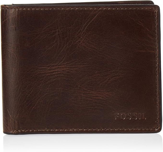Fossil Men's Derrick RFID-Blocking Leather Bifold Wallet with Flip ID Window for Men | Amazon (US)