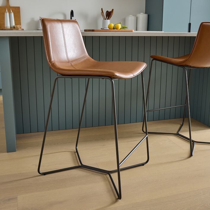 Slope Leather Bar & Counter Stools | West Elm (US)