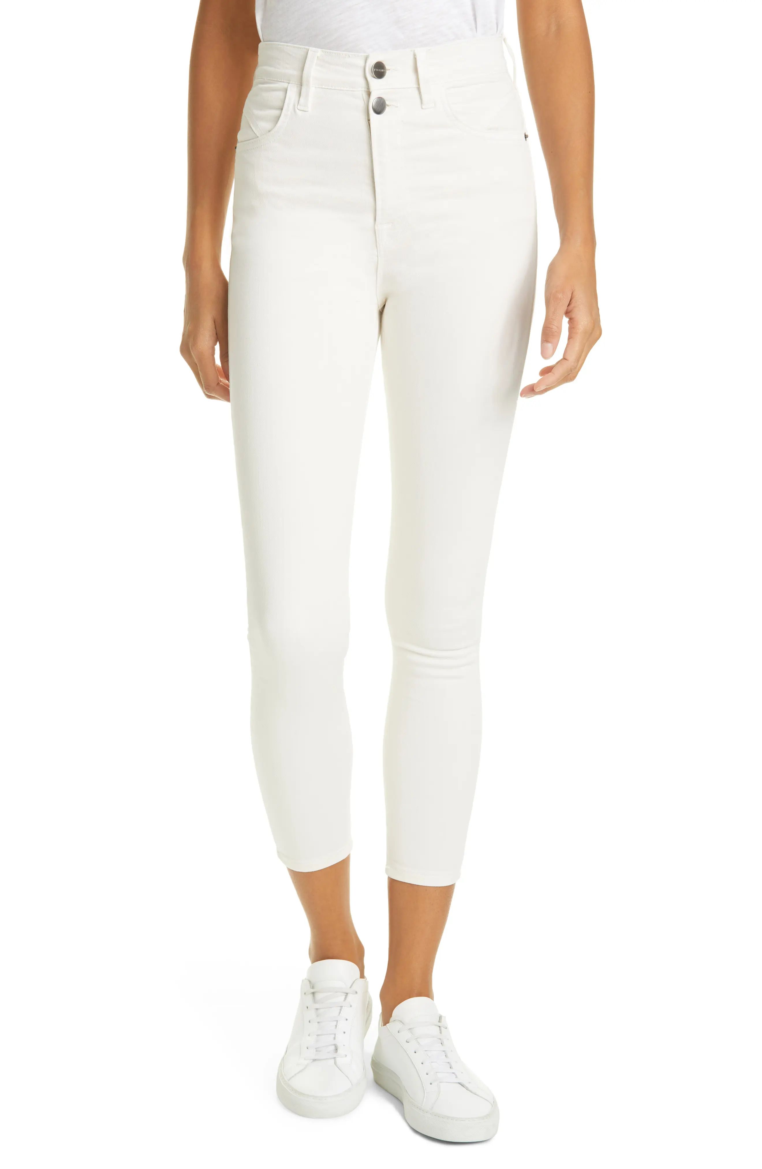 FRAME Ali High Waist Crop Skinny Jeans, Size 32 in Vintage White at Nordstrom | Nordstrom