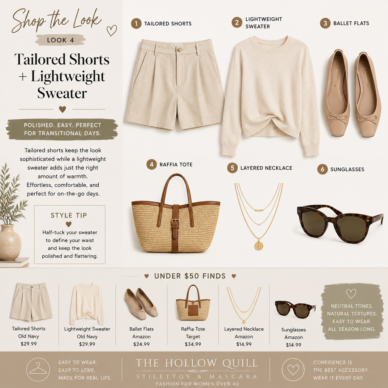 Late summer weekend. Tailored camel shorts + cream lightweight knit + woven tote. Still wearing shorts in September but make it fall with texture. Sweater is Amazon under $50 and so soft.
@Boden (US) @Madewell

#LTKOver40 #LTKootd #LTKgrwm