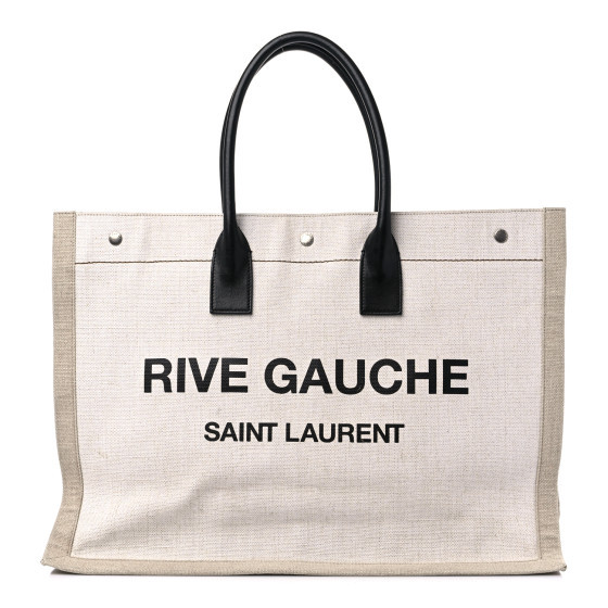Linen Calfskin Rive Gauche Tote Optic White | FASHIONPHILE (US)