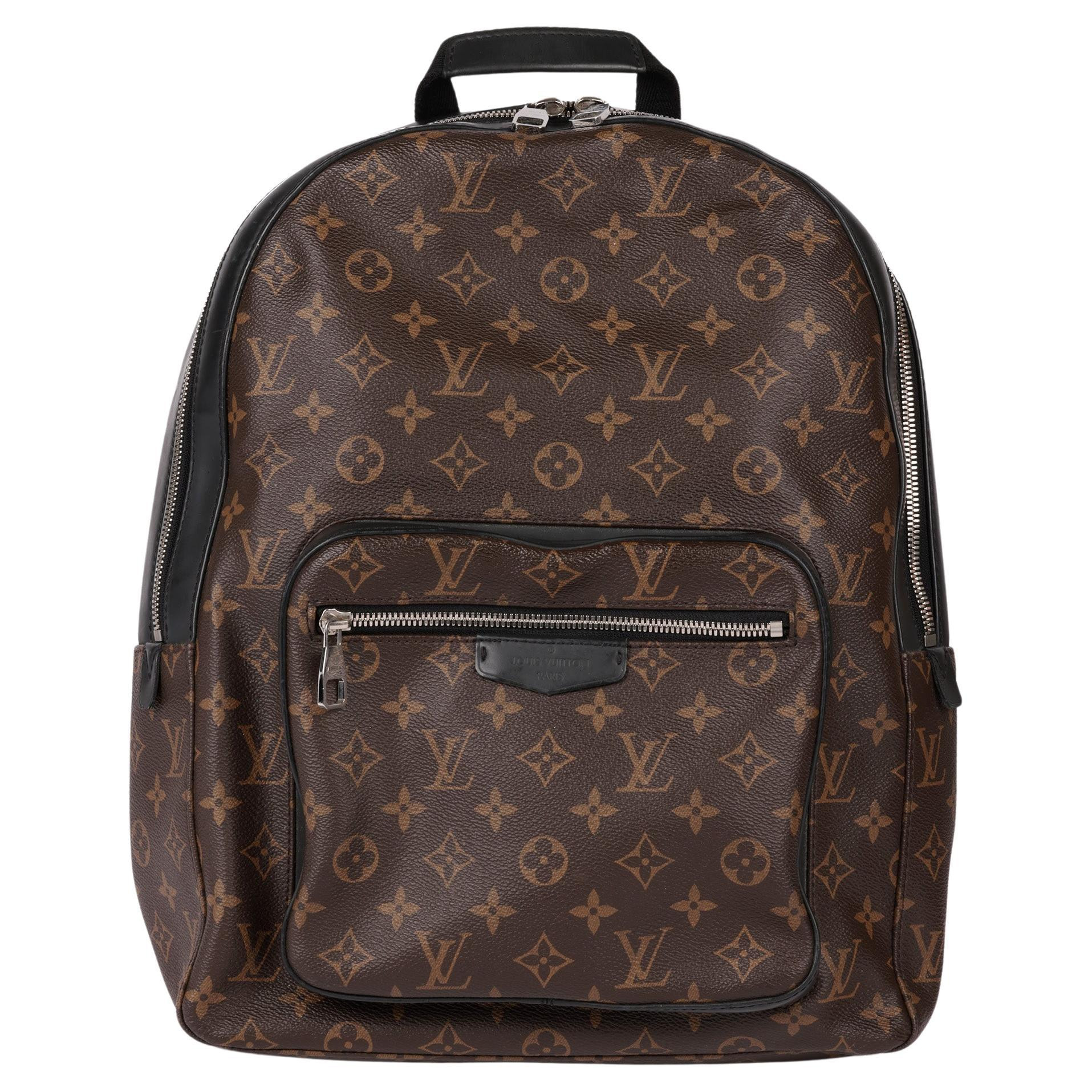 Louis Vuitton Monogram Coated Canvas & Black Calfskin Leather Josh Backpack | 1stDibs