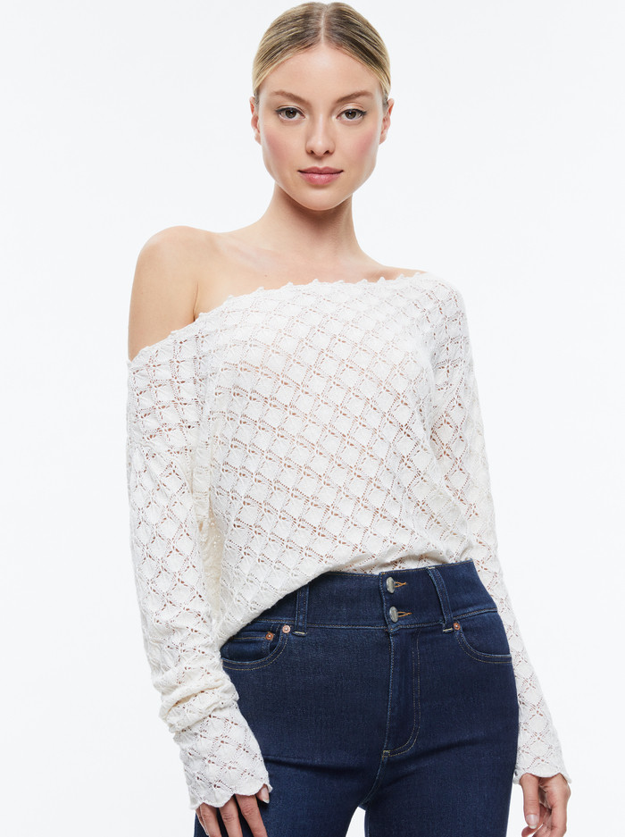 LEXIE OFF THE SHOULDER PULLOVER | Alice + Olivia
