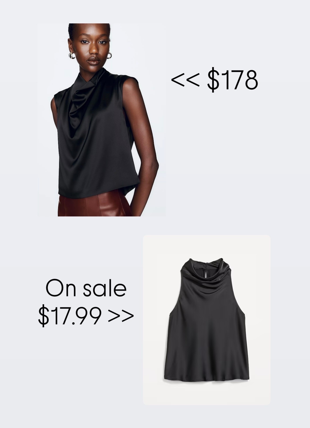 Silk/satin cowl neck blouse