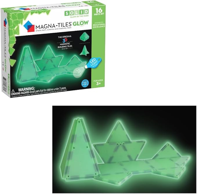 MAGNA-TILES Glow 16-Piece Magnetic Construction Set, The ORIGINAL Magnetic Building Brand | Amazon (US)
