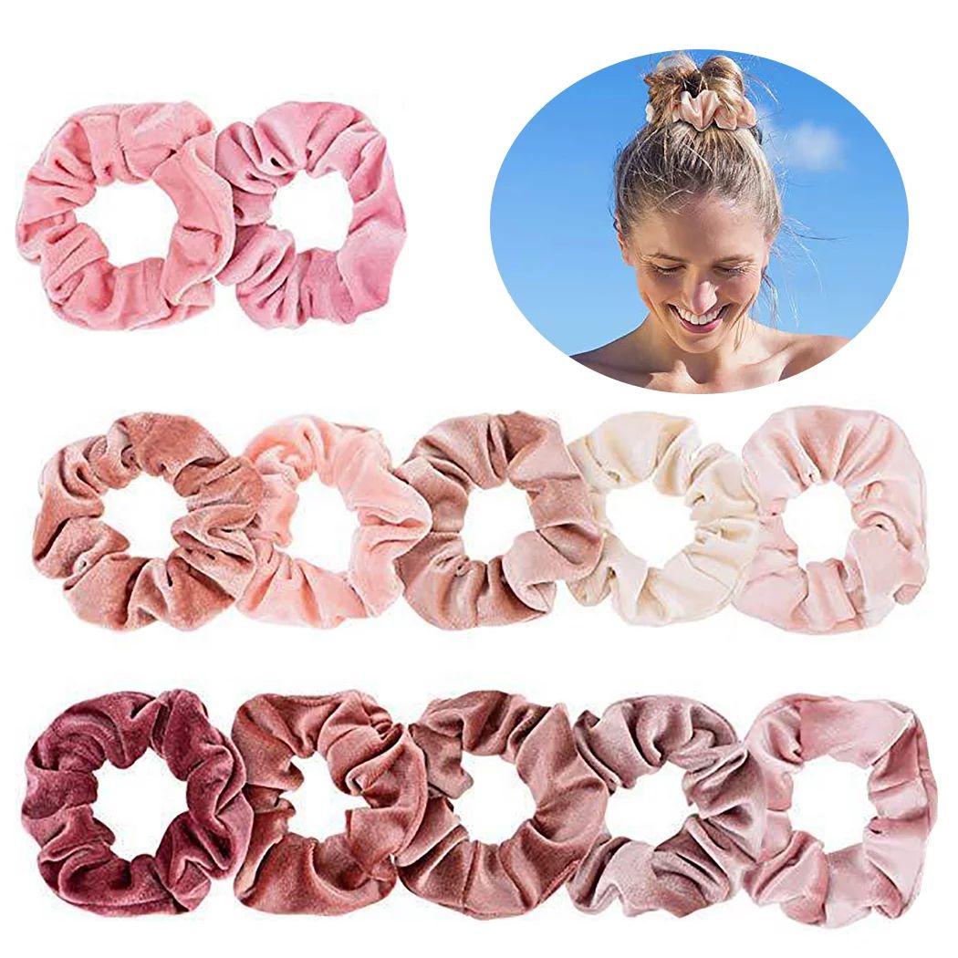 12PCS Girl Women Pink Hair Scrunchies Velvet Ponytail Holders Elastic Hair Band for Kids Teens | Walmart (US)