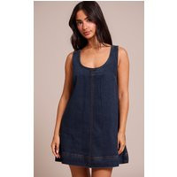 Petite Indigo Denim Sleveless A-line Mini Dress | PrettyLittleThing US
