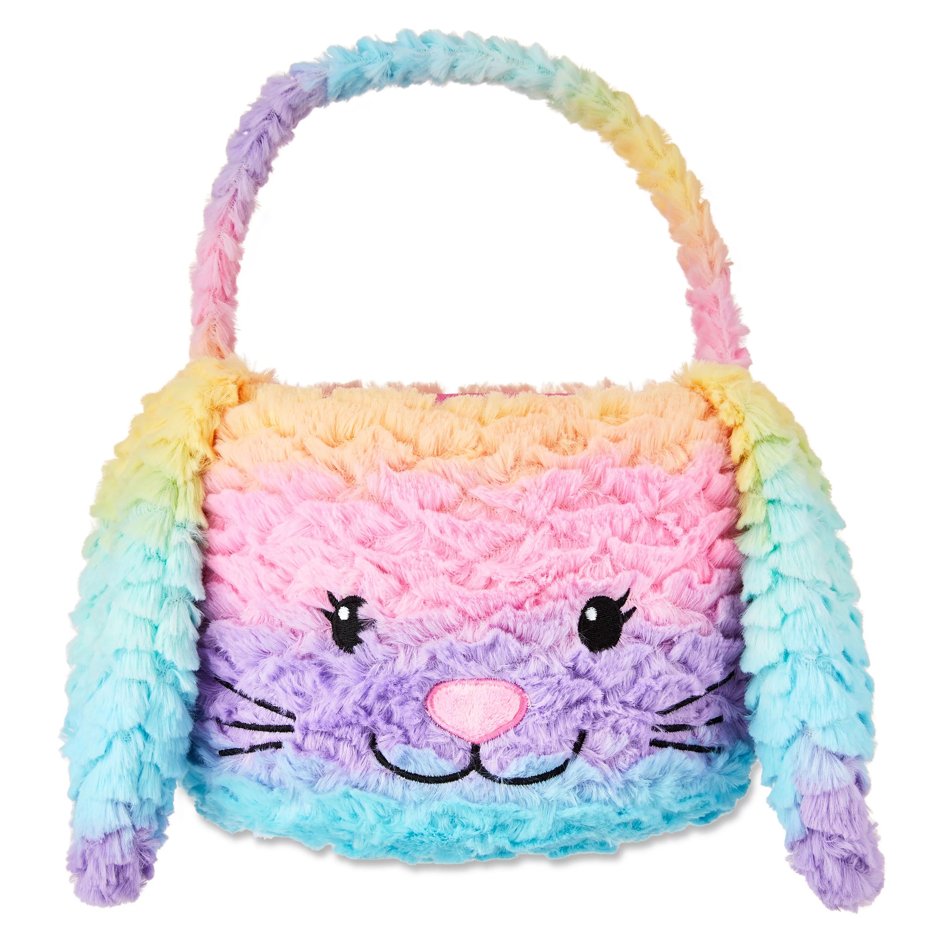 Way To Celebrate 8" Plush Bunny Easter Basket, Rainbow | Walmart (US)