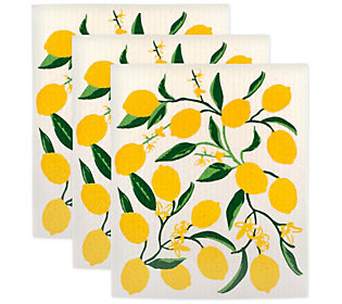 Design Imports Lemon Bliss Swedish Dishcloth Se t of 3 | QVC