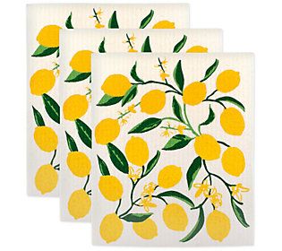 Design Imports Lemon Bliss Swedish Dishcloth Se t of 3 | QVC