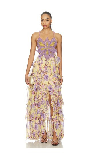PatBO Peony Butterfly Maxi Dress in Yellow. - size 4 | Revolve Clothing (Global)