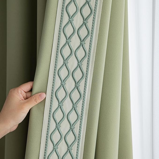 Green Pinch Pleat Curtains with Trim -Timeless Style for Elegant Spaces(2 Panels) (50‘’W x 84... | Amazon (US)