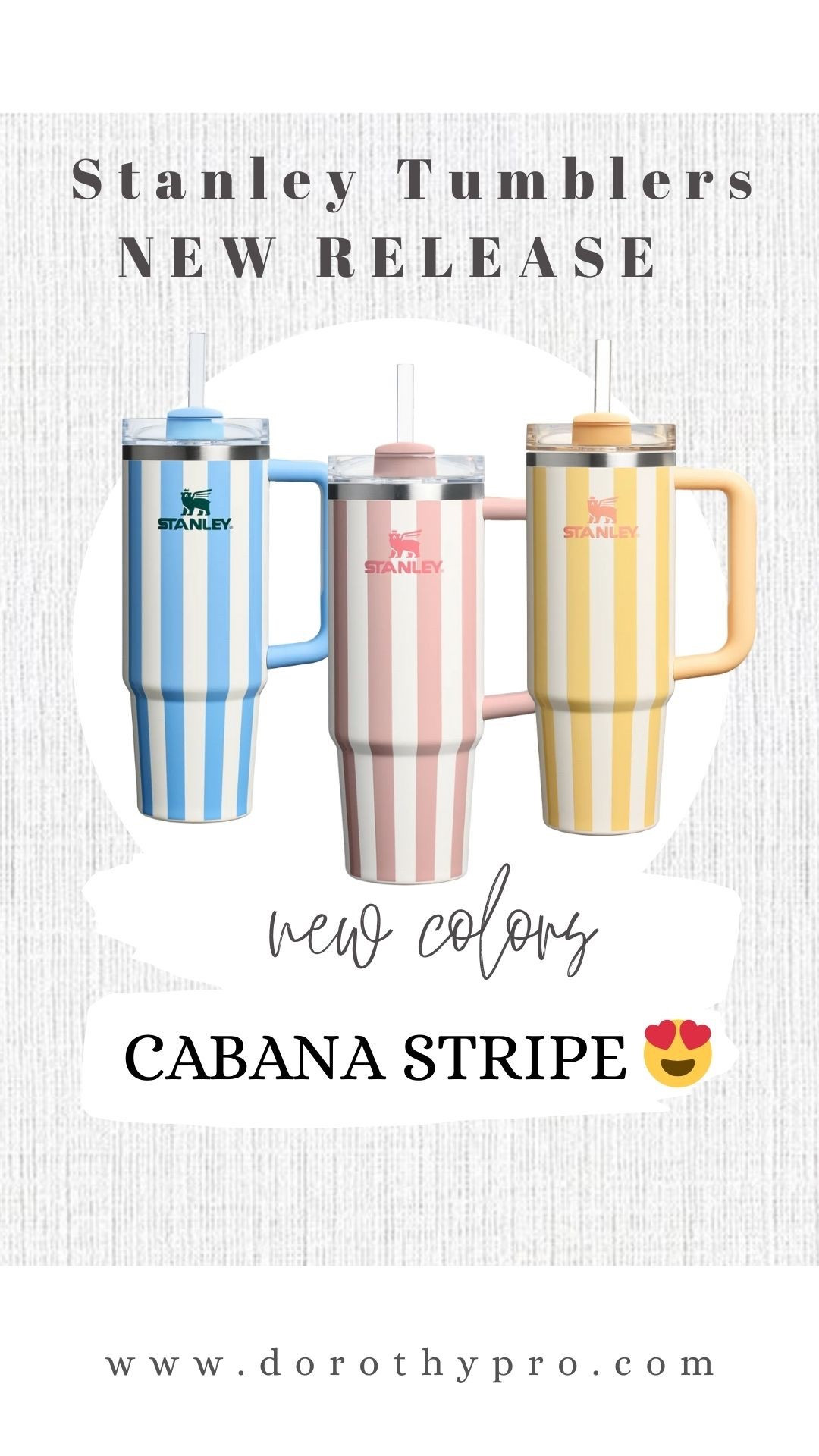 The newest beach / vacation essential 😍😍😍 The new cabana stripe Stanley tumblers are SO gorg! Which color is your fave?? Come in all sizes and several other fun pastel prints & designs. They also have the really cute coolers and portable carriers. 

Would be such a cute birthday gift, teacher appreciation gift or Easter basket stuffer 🫶🏼

#LTKSeasonal #LTKFindsUnder50 #LTKWatchNow