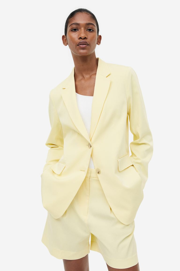 Single-breasted Jacket | Yellow Blazer | Yellow Jacket Jackets | Blazer Outfit | Work Outfit Wearing | H&M (US + CA)