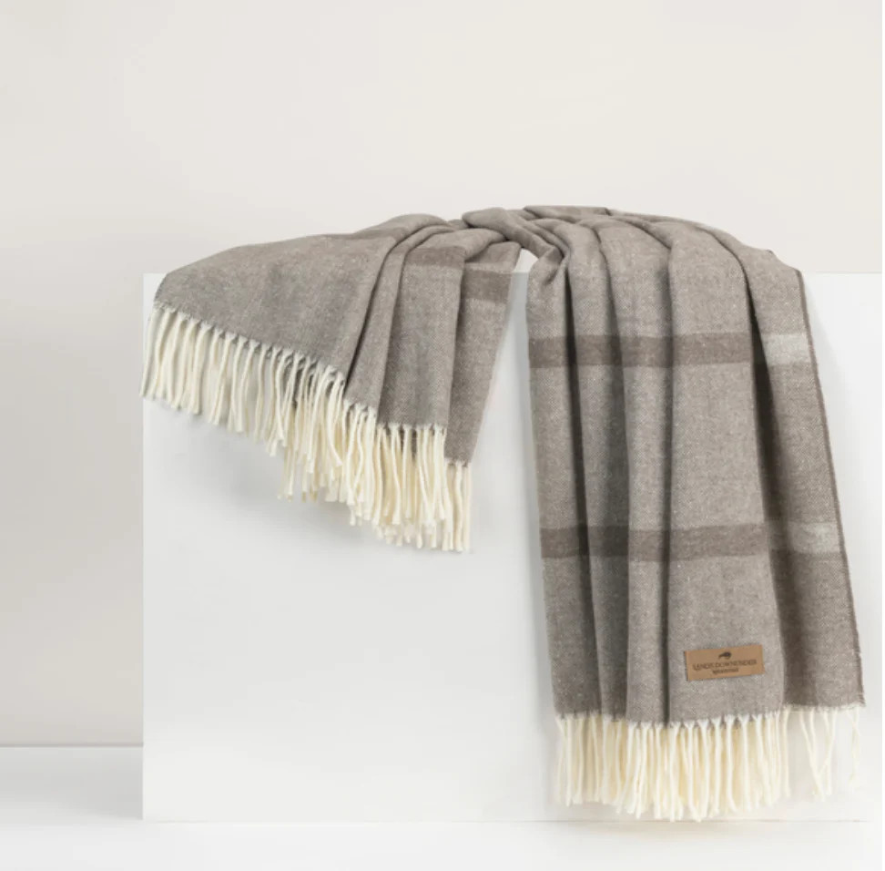 Mink Montauk Stripe Herringbone Throw | House of Blum