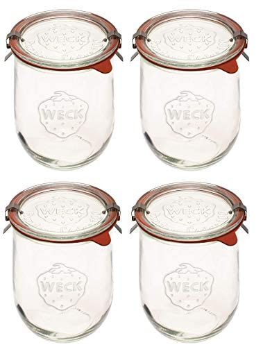 Weck Jars - Weck Tulip Jars 1 Liter - Sour Dough Starter Jars - Large Glass Jars for Sourdough with Glass Lid, Wide Mouth - Suitable for Canning and Storage - 4 Jars | Amazon (US)