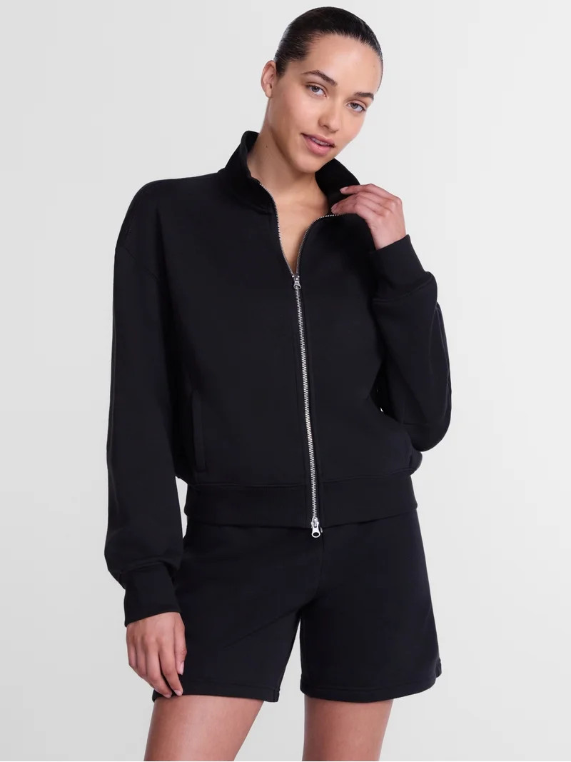 Athletic Works Women's Cropped Fleece Bomber Jacket with Long Sleeves, Sizes XS-XXL | Walmart (US)