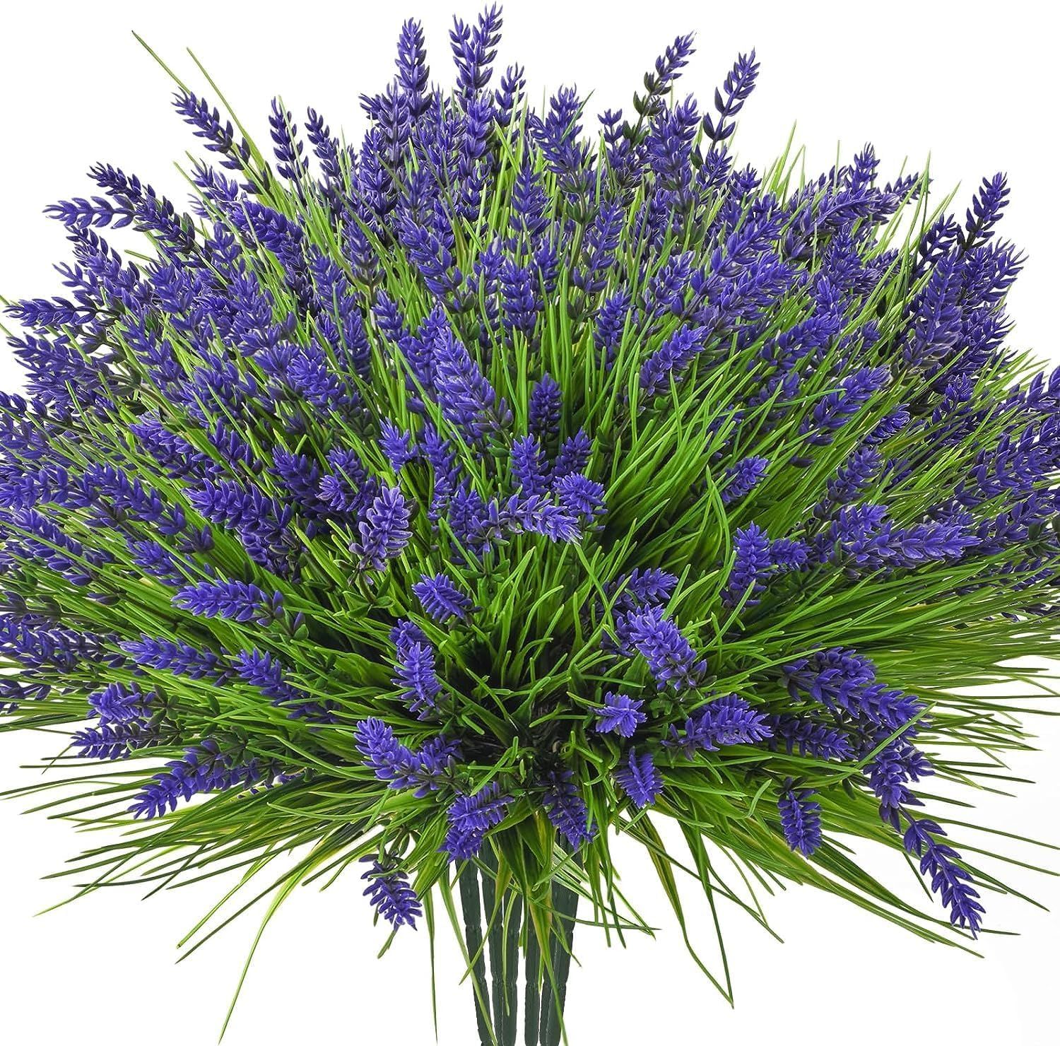 Artificial Plants Outdoor, 24PCS Lavender Artificial Flowers, UV Resistant Fake Flowers, Faux Flo... | Amazon (US)