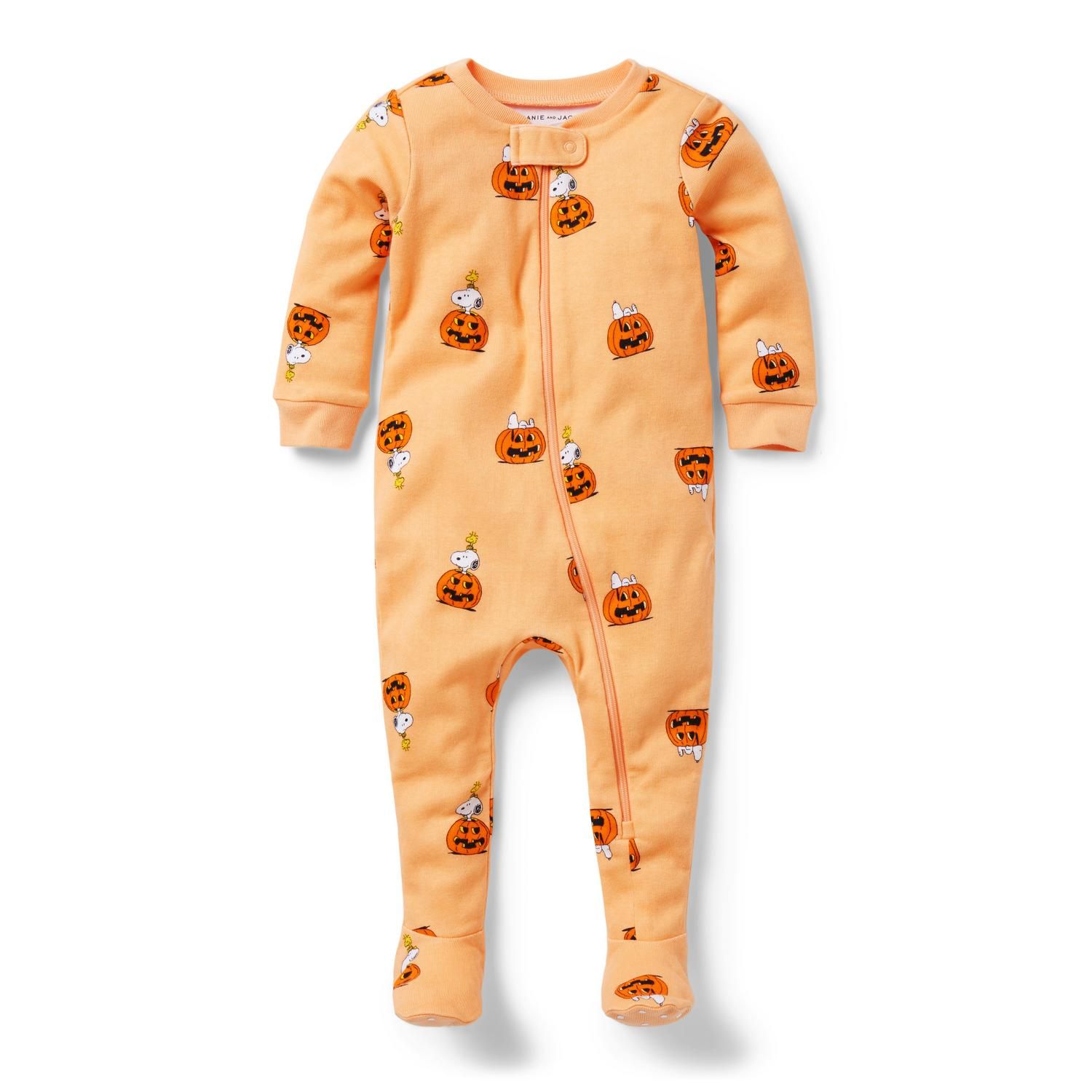 Baby Good Night Footed Pajamas In Peanuts Snoopy Pumpkin | Janie and Jack