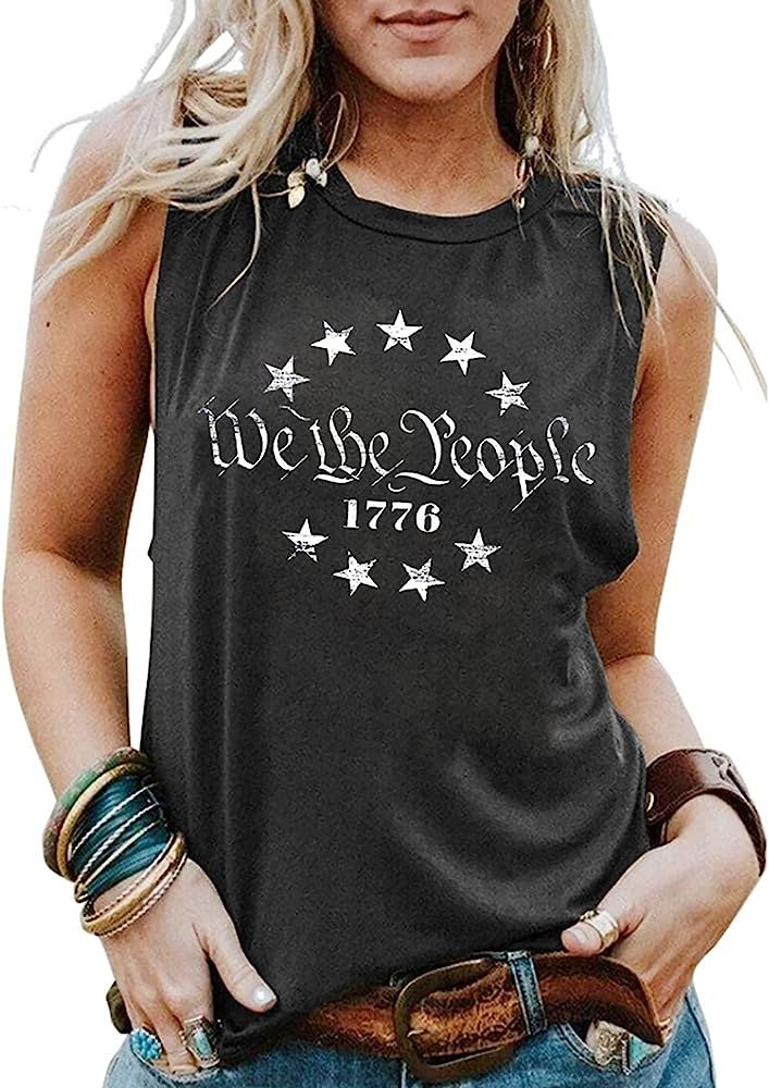 LLHXRUI We The People 1776 Tank Top for Women 4th of July Patriotic Shirt American Flag Sleeveles... | Amazon (US)