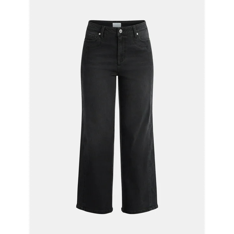 Time and Tru Women's High Rise Straight Jeans with Side Seam Details, 30" Inseam, Sizes 0-20 | Walmart (US)