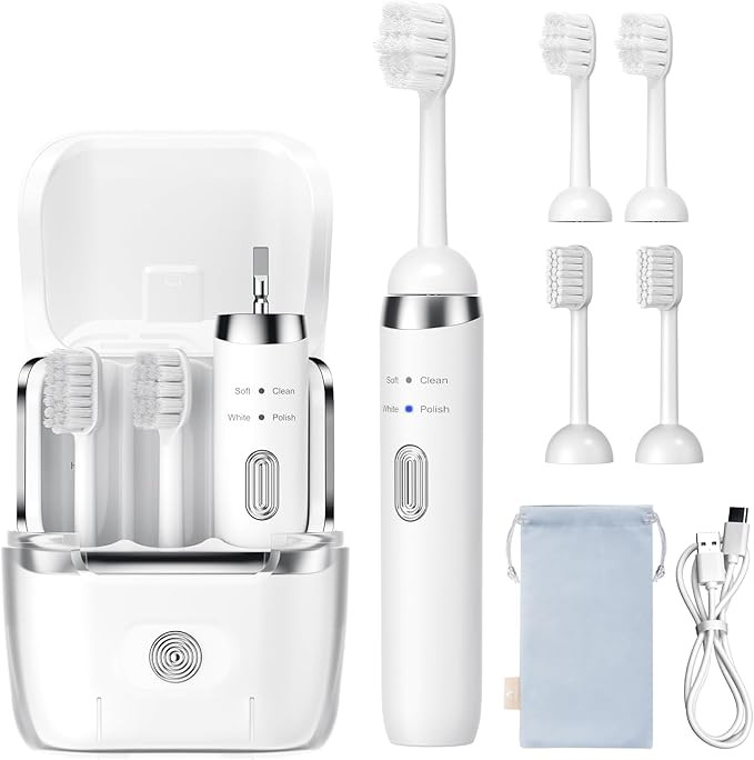 Niceble Portable Sonic Electric Travel Toothbrush Kit- 4 Modes, Smart Timer, Travel Case, Drying ... | Amazon (US)