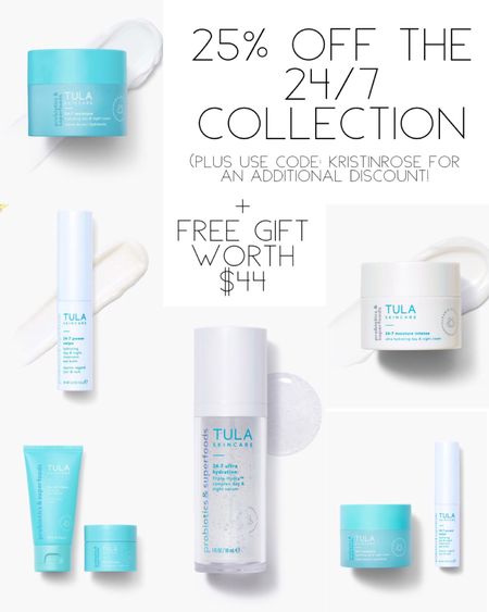 25% off the Tula 24/7 Collection 
Through Dec. 16 
(Use my code: KristinRose for an additional discount) 
+ a free gift worth $44 with any purchase! 



#LTKbeauty #LTKGiftGuide #LTKfindsunder100