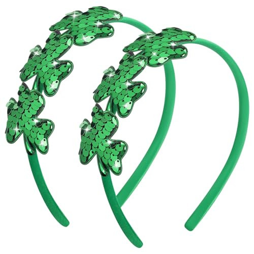 Suncalla 2 Pcs St Patrick's Green Clover Headbands Set for Women Glitter Sequin Shamrock Headwears St Patrick's Hair Accessories Cosplay Party Favors Decor | Amazon (US)