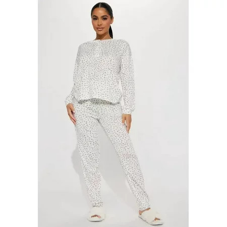 Therapy Women s 2pc Long Sleeve Button Front Henley Top Sleepwear Set with Long Jogger Pants Soft Pajama Set-Leopard-Large | Walmart (US)