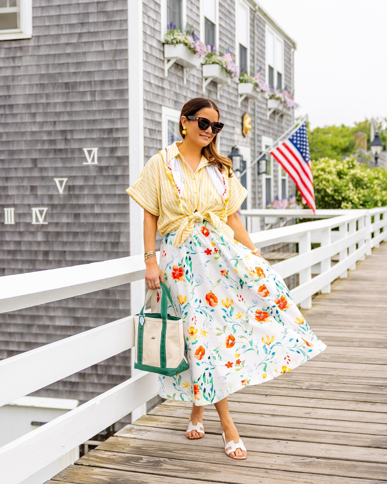Love this striped top and floral skirt combination for back to school, vacation outfits, and beyond. The floral midi skirt fabric also comes in shorts and dress options. 

#LTKStyleTip #LTKFindsUnder100 #LTKSeasonal
