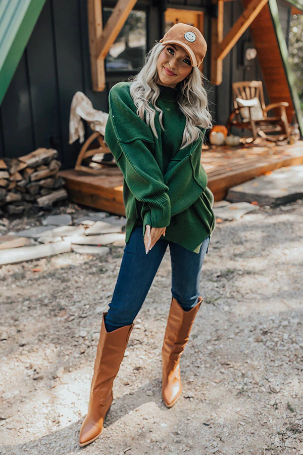 Full Of Warmth Tunic Sweater In Army Green | Impressions Online Boutique