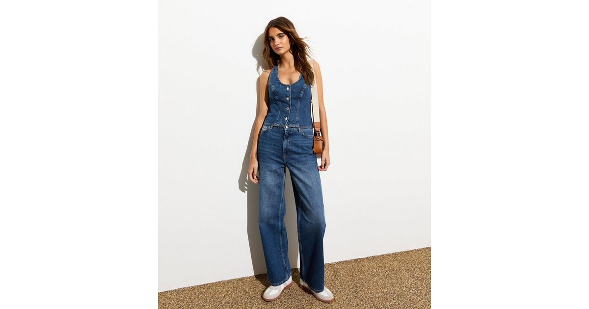 Blue Adalae High-Waist Wide Leg Jeans | New Look | New Look (UK)