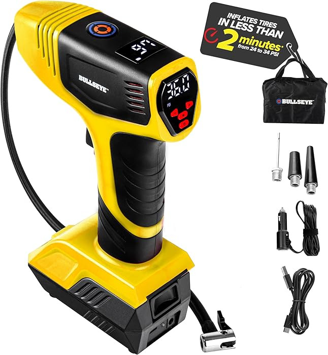 Bullseye Pro Tire Inflator Portable Air Compressor, Car Tire Inflator Portable, Portable Air Pump... | Amazon (US)