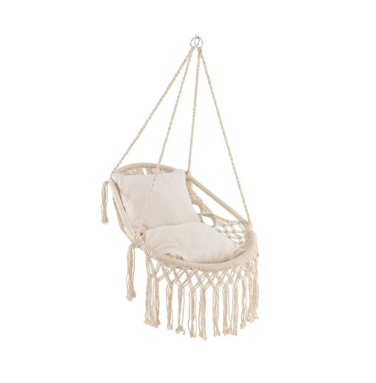 Hanging Hammock Chair with Soft Seat Cushions and Sturdy Rope Chain - Beige | Macy's