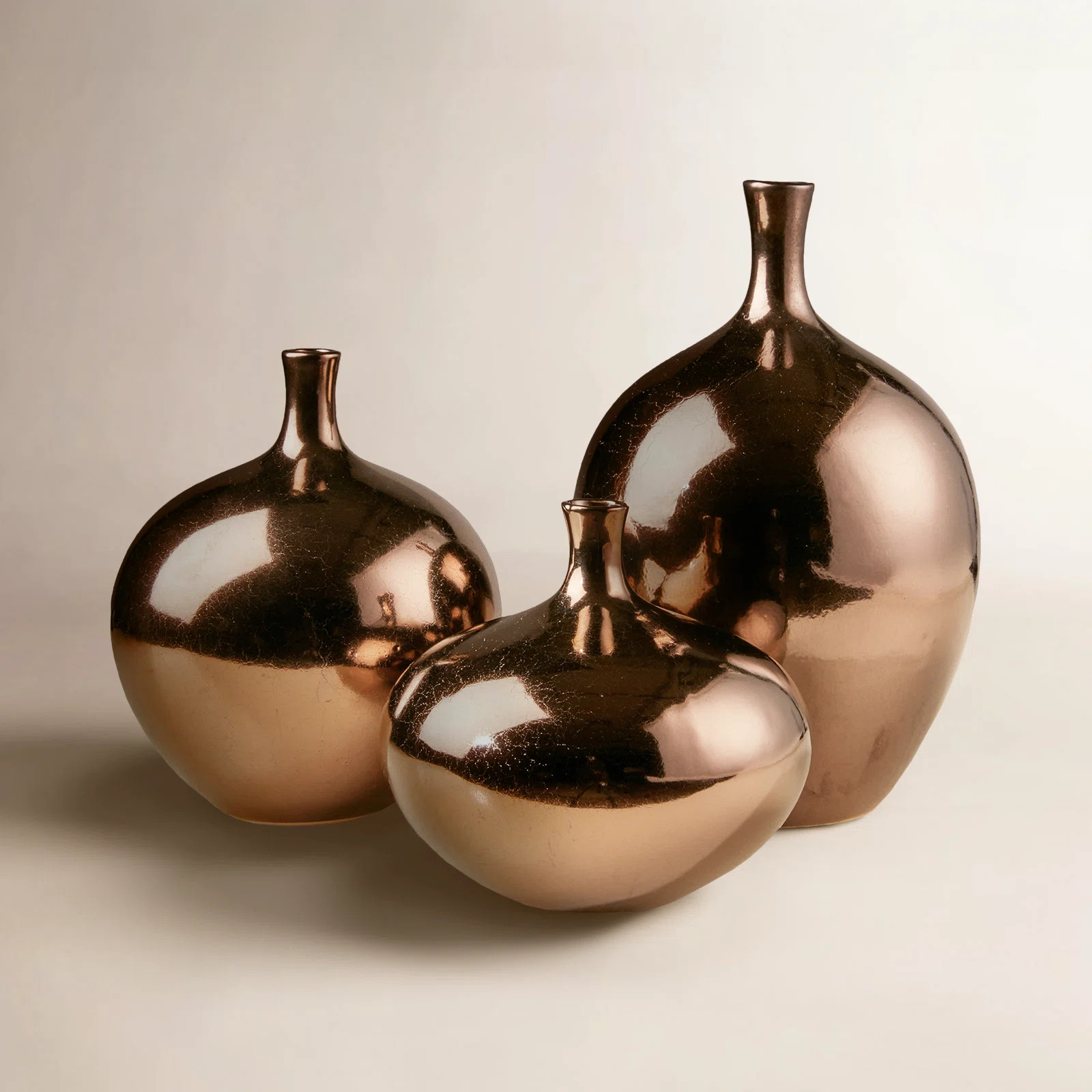 Ansen Mirrored Ceramic Decorative Vases 3-piece set | Wayfair North America