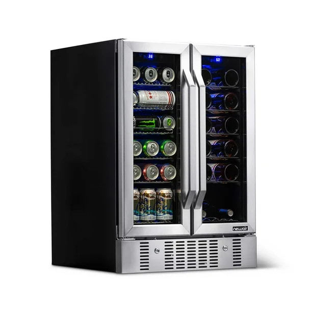 Newair, French Door Wine & Beverage Fridge, Dual Zone, 18-Bottle 60-Can | Walmart (US)
