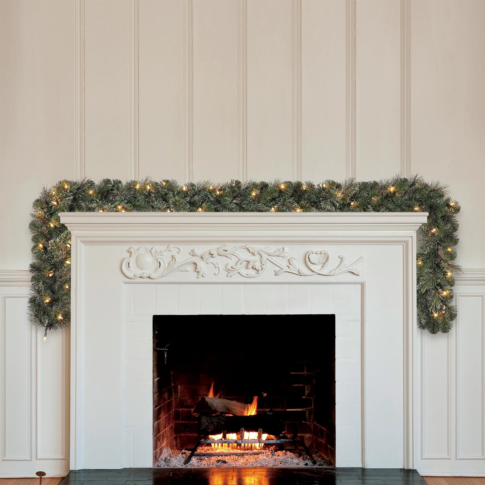 Liberty Warm White Pre-Lit LED Artificial Christmas Garland, Green, 9', by Holiday Time | Walmart (US)