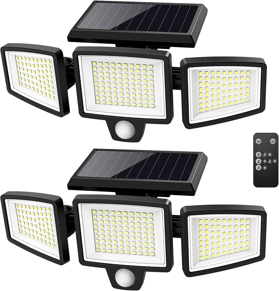 Tuffenough Solar Outdoor Lights 2500LM 210 LED Security Lights with Remote Control,3 Heads Motion... | Amazon (US)